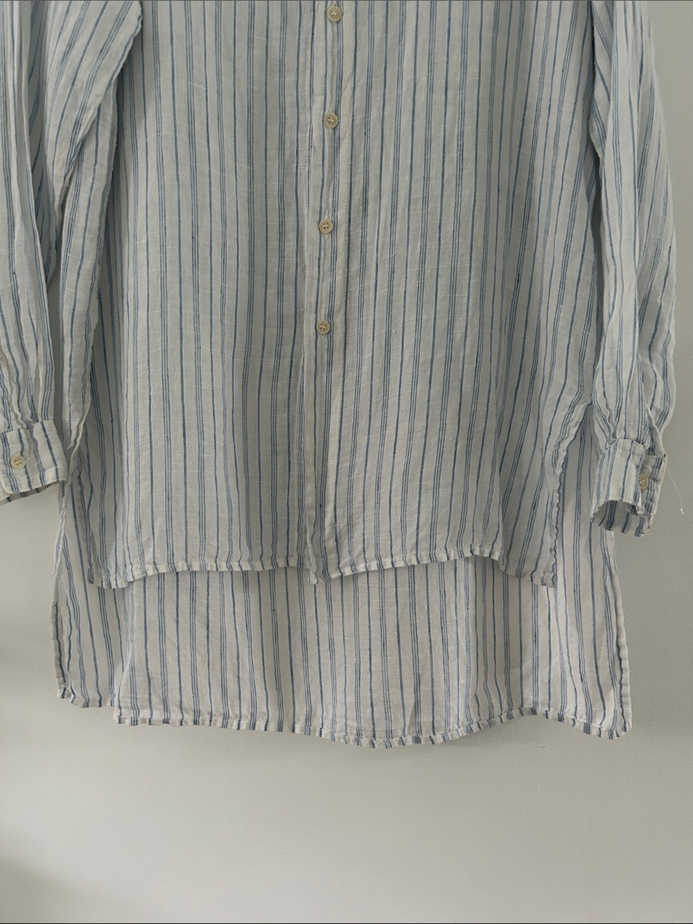 CP Shades Linen Tunic Blue/White Striped Size Medium Coastal Beach Coverup - Picture 5 of 12